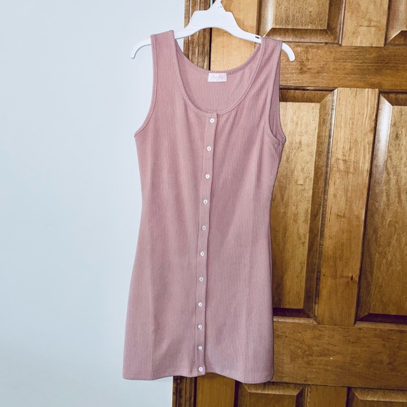 Mauve Pink Lily forget the rules ribbed button tank dress - Picture 5 of 5